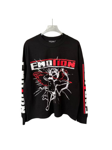 Red and White Letter Angel Print Long Sleeve T-Shirt 28632437