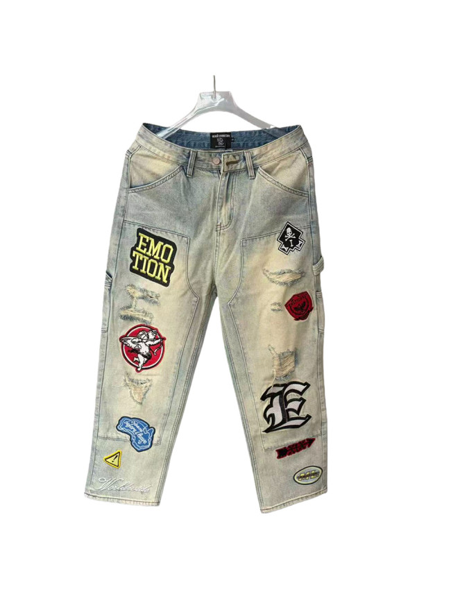 Patchwork Embroidered Denim Jeans 28632431
