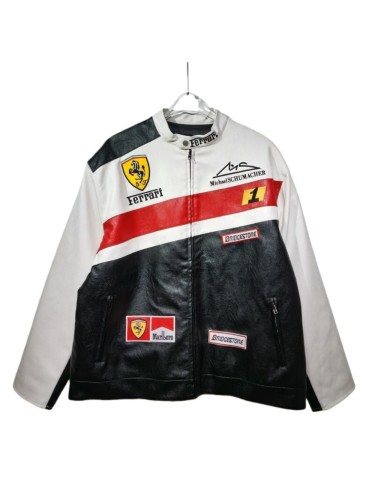 Ferrari Logo Motorcycle Riding Leather Jacket 28635779
