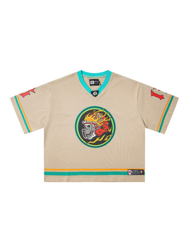 [Buy Two Get One Free]Baseball Skull Crew Print V-Neck Mesh Tee 3 colors 28636635