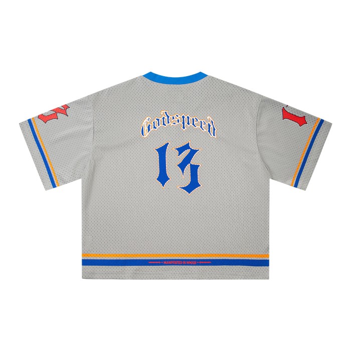 [Buy Two Get One Free]Baseball Skull Crew Print V-Neck Mesh Tee 3 colors 28636635