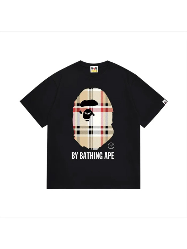 Plaid Ape Head Letter Print Tee 2 colors