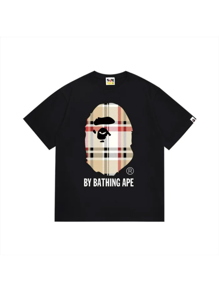 Plaid Ape Head Letter Print Tee 2 colors