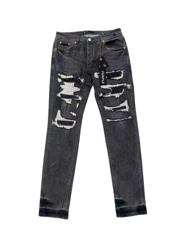 1:1 quality version Irregular Hole White Patch Micro Flare Jeans 28636649