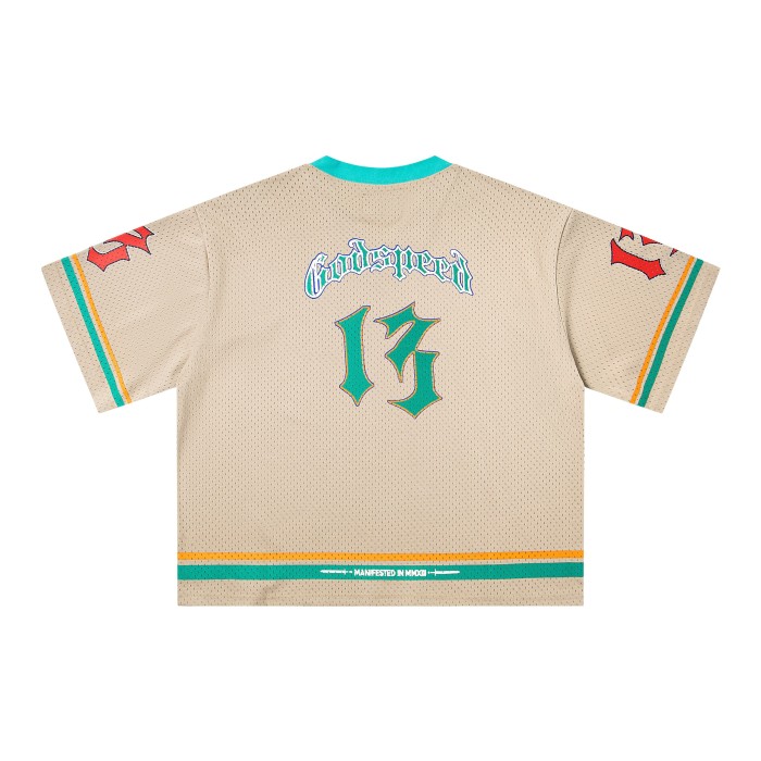 [Buy Two Get One Free]Baseball Skull Crew Print V-Neck Mesh Tee 3 colors 28636635