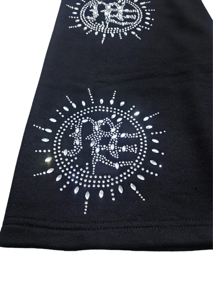 Eclipse logo rhinestone Hoodie & Pants Set 28641979
