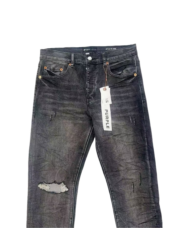 1:1 quality version Classic Black Knee Ripped Jeans 28642008