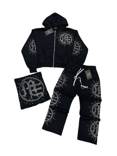 Eclipse logo rhinestone Hoodie & Pants Set 28641979