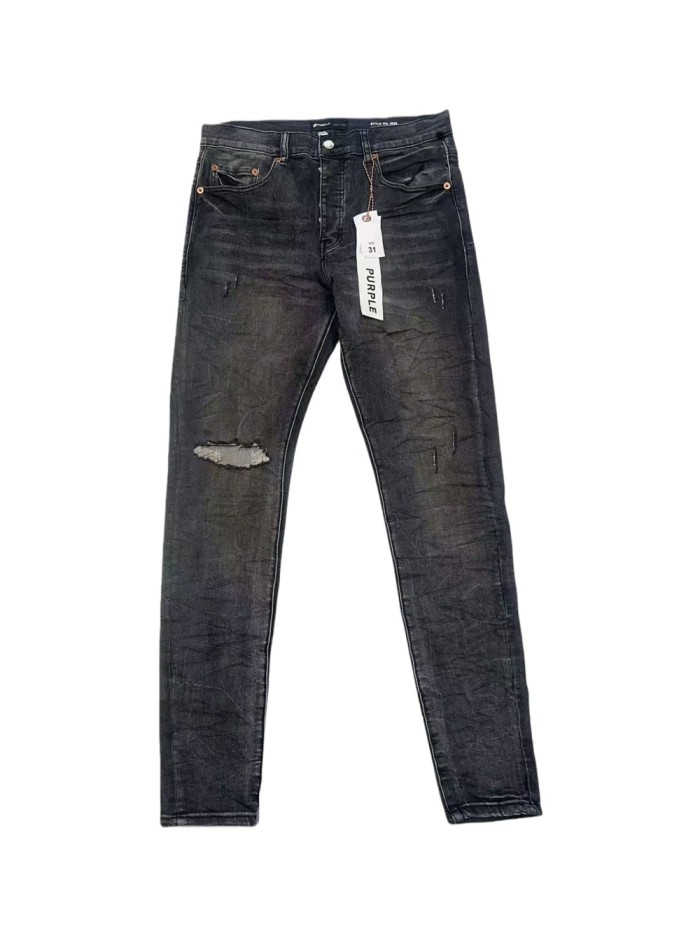 1:1 quality version Classic Black Knee Ripped Jeans 28642008