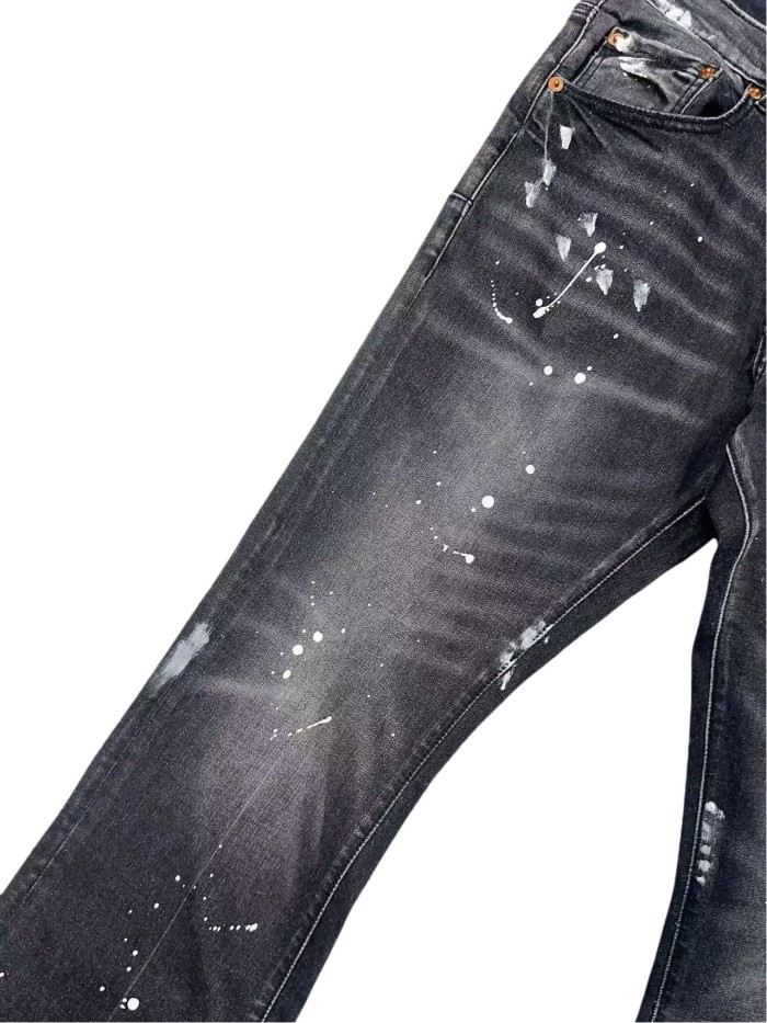 1:1 quality version Messy Splashing Ink Chalk Micro Flare Jeans 28642014