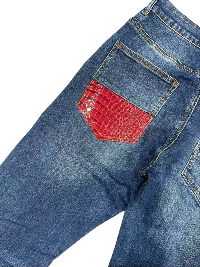 1:1 quality version Red Patchwork Jeans 28653945