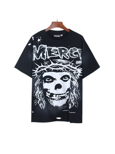 [Buy Two Get One Free]Portrait Print Washed Version Distressed Tee 28653727