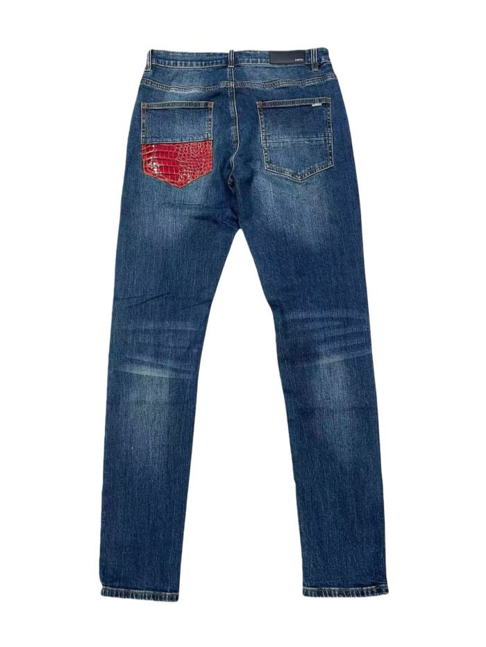 1:1 quality version Red Patchwork Jeans 28653945