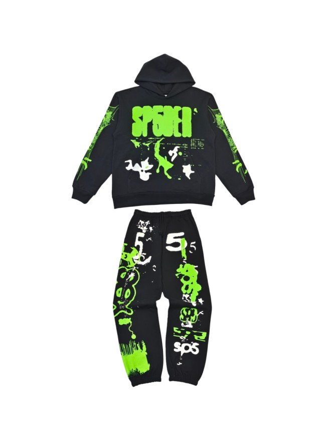 1:1 quality version Ray Doodle Print Hoodie & Pants Set 2 colors 28656046