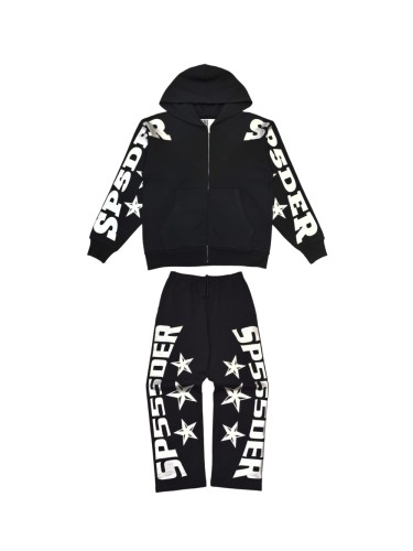 [Big & Tall for weights up to 220 lbs]1:1 quality version Silver-Hot-Stamped Letter Print Zipper Hoodie & Pants Set 28656538