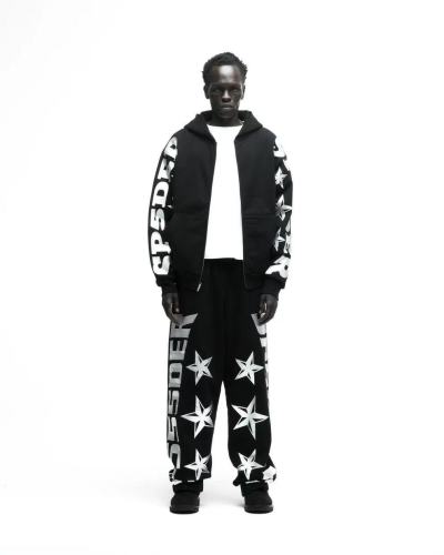 [Big & Tall for weights up to 220 lbs]1:1 quality version Silver-Hot-Stamped Letter Print Zipper Hoodie & Pants Set 28656538