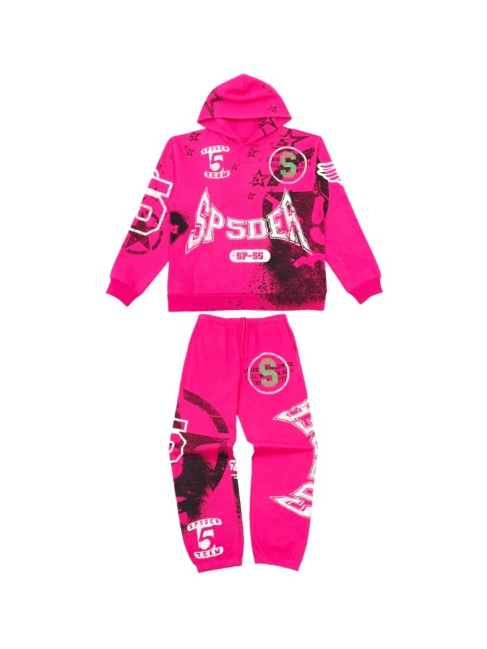 1:1 quality version Screen-Printed Slogan Hoodie & Pants Set 28656017