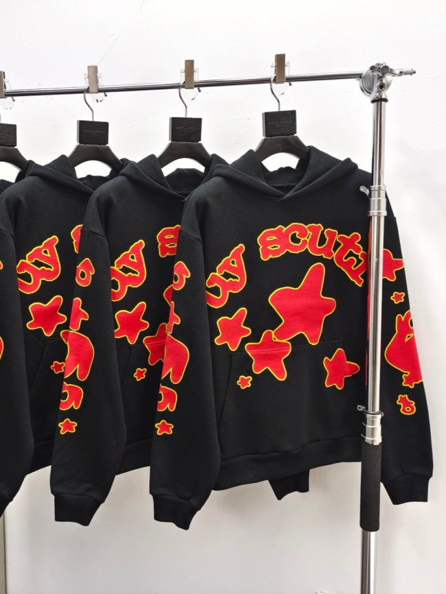 1:1 quality version Yellow-Bordered Letter Print Hoodie 28658094