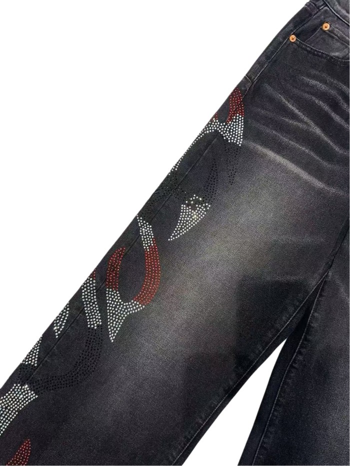 1:1 quality version Three-color Rivet Pleated Straight-leg Jeans 2 colors 28658089