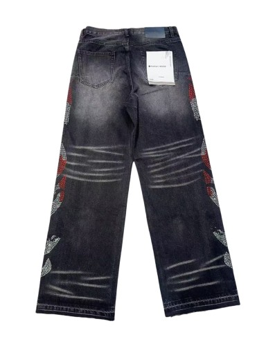 1:1 quality version Three-color Rivet Pleated Straight-leg Jeans 2 colors 28658089