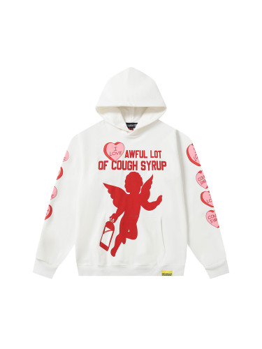 Pink Heart Angel Print Hoodie 28659536