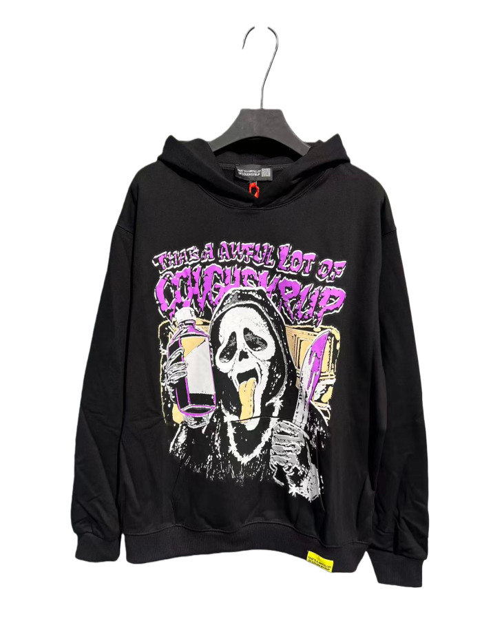 Skull Purple Letter Print Hoodie 28661086