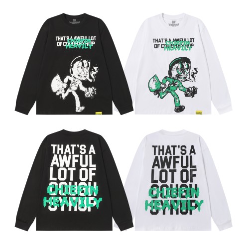 Big Head Cartoon Character Alphabet Print Long Sleeve T-Shirt 2 colors 28662828