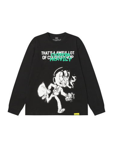 Big Head Cartoon Character Alphabet Print Long Sleeve T-Shirt 2 colors 28662828