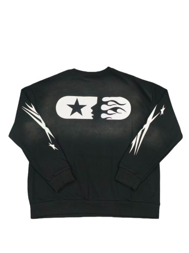 [50% Off]Hellstar Studio Double Sleeve Letter Logo Back Side Face Goddess Printed sweatshirt 26958726