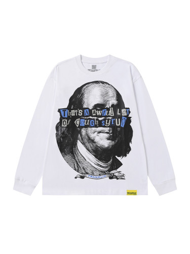 Franklin Portrait Letter Print Long Sleeve T-Shirt 2 colors 28673525