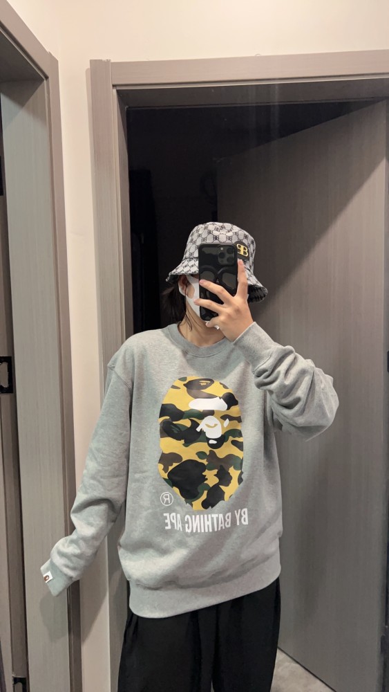 1:1 quality version Camouflage Ape Head Print Crew Neck Pullover Sweatshirt 2 colors 28675074
