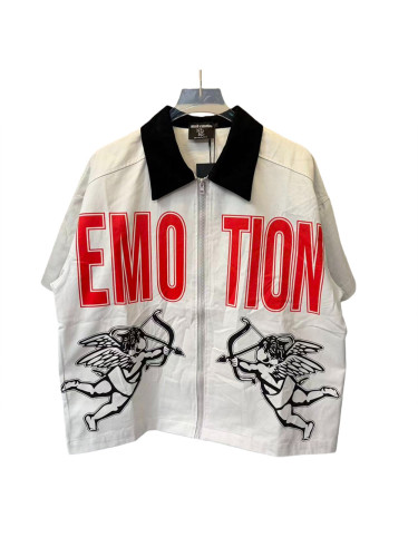 Red Letter Angel Print Oversized Cropped Shirt 28677329