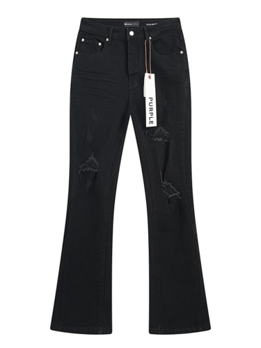 Pure Black Distressed Flared Jeans 28677338