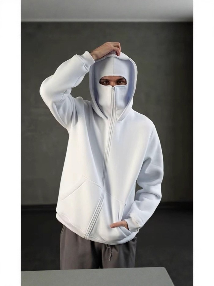 [50% Off]Double-Layer Hooded Zipper hoodie balaclava 9 colors 28677389