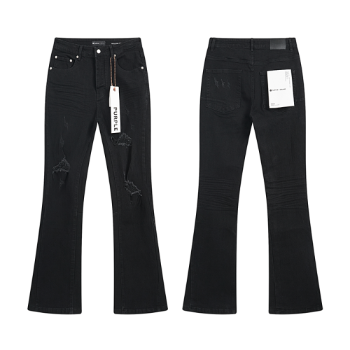 Pure Black Distressed Flared Jeans 28677338