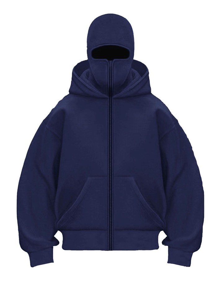 [50% Off]Double-Layer Hooded Zipper hoodie balaclava 9 colors 28677389