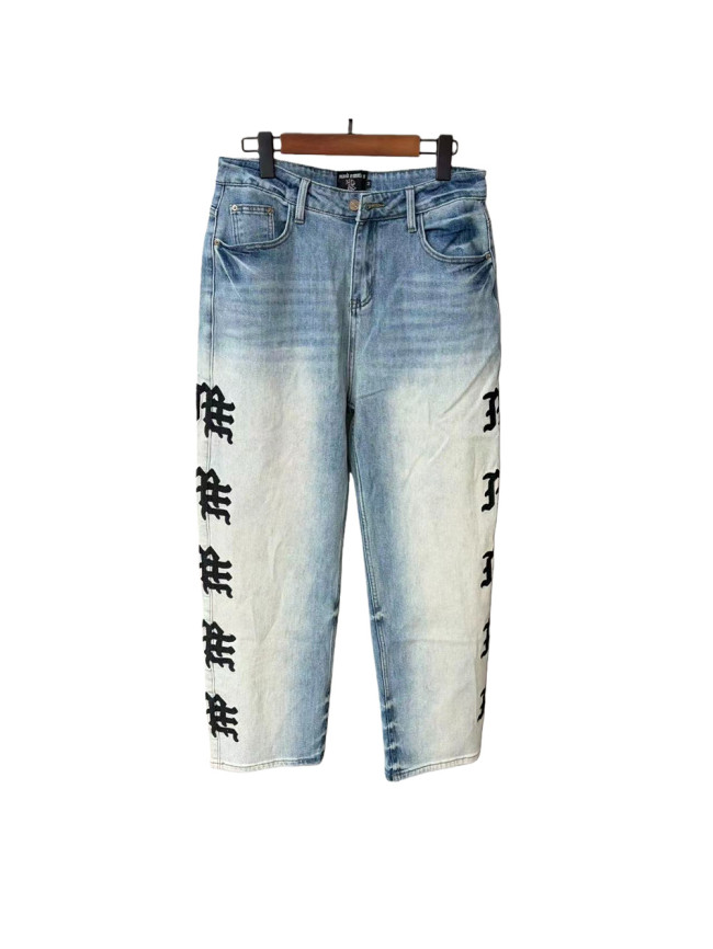 Side Letter Logo Print Washed Denim Jeans 4 colors 28678956