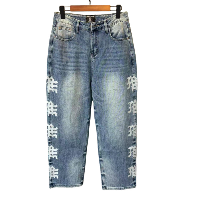 Side Letter Logo Print Washed Denim Jeans 4 colors 28678956
