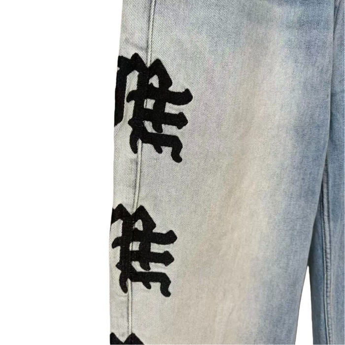 Side Letter Logo Print Washed Denim Jeans 4 colors 28678956
