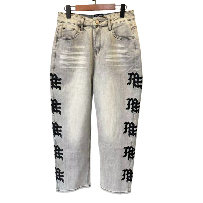Side Letter Logo Print Washed Denim Jeans 4 colors 28678956