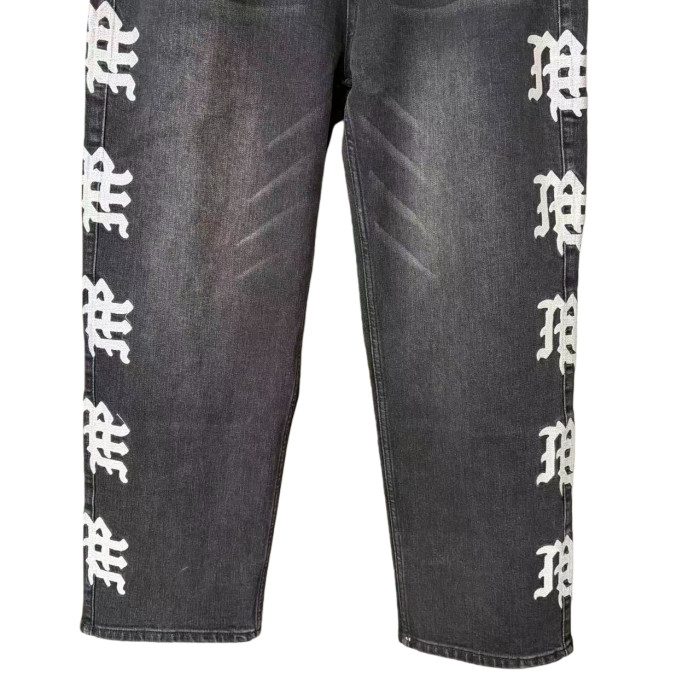 Side Letter Logo Print Washed Denim Jeans 4 colors 28678956