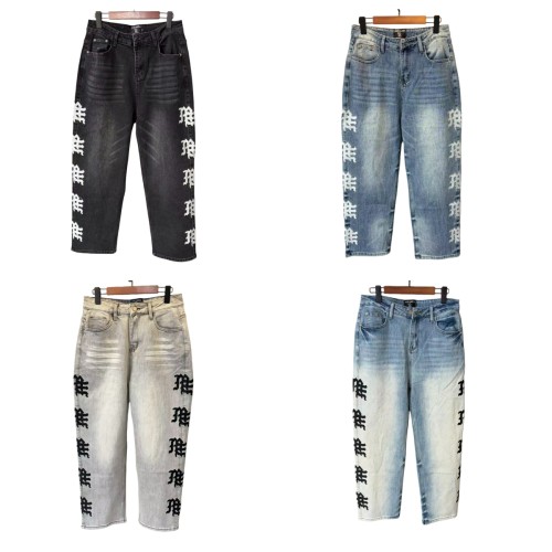 Side Letter Logo Print Washed Denim Jeans 4 colors 28678956