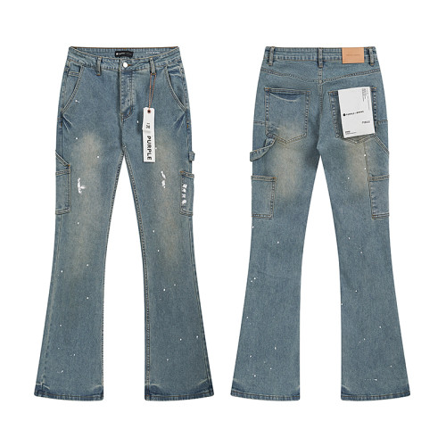 White Splatter-Print Flared Jeans 28678943