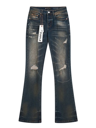 Patched Distressed Slightly Flared Jeans 28678946