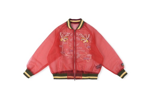 Semi-transparent Silk Red Eagle Embroidery Sun Protection Jacket 28680783