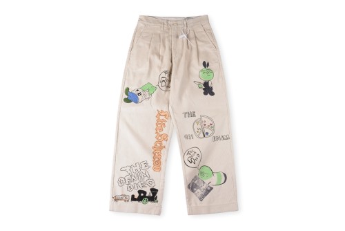 Japanese style Cartoon Print Washed Worn Pants 28680780