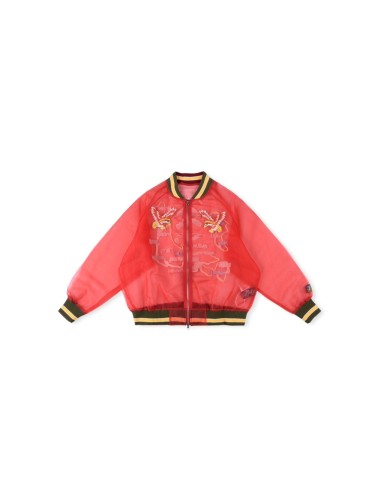 Semi-transparent Silk Red Eagle Embroidery Sun Protection Jacket 28680783