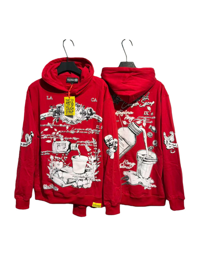Floral Syrup Bottle Print Hoodie 28680618