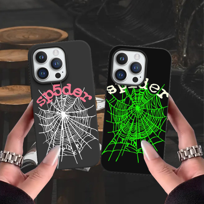 Spider Web Alphabet Large-Hole Frosted Phone Case 9 colors