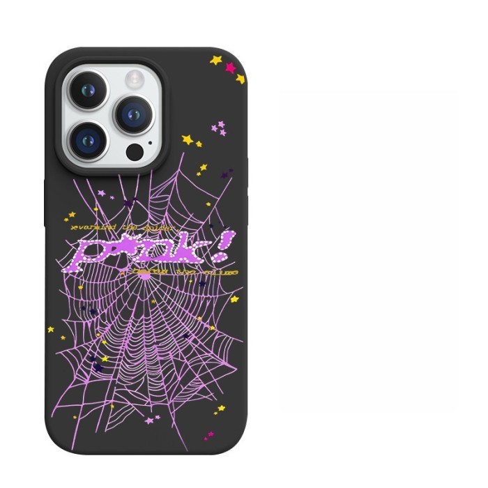 Spider Web Alphabet Large-Hole Frosted Phone Case 9 colors